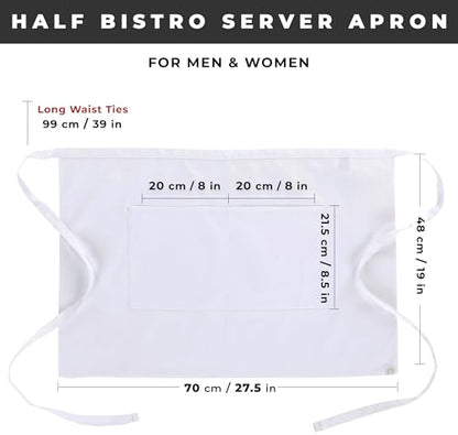 Chef Works Unisex Half Bistro Server Apron - color: White
