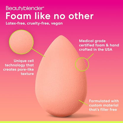 Beautyblender Orange Makeup Sponge | Super-Soft Blending Foam for Foundations, Powders & Creams | Reusable & Washable, Vegan & Cruelty-Free, Streak-Free Finish - color: Orange