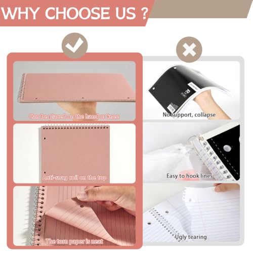 10 Packs 8.5 x 11 inch Top Spiral Notebook with 3 Hole Punched Legal Pads 40 Sheets College Ruled Notepad Hard Cardboard Paper Wirebound Pads for Business School Office Home Supplies (Morandi) - color: Morandi