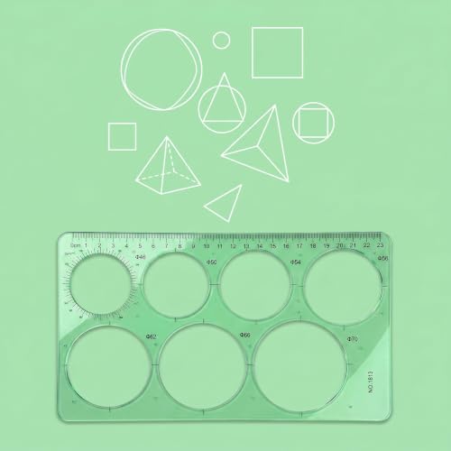 7 Pcs Drafting Templates,ABS Plastic Geometric Stencils,Unit: CM