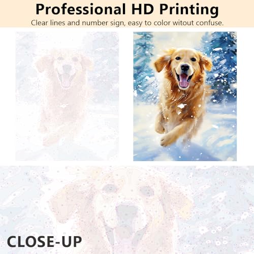 TUMOVO Paint by Numbers for Adults Kids Beginner Golden Retriever Paint by Number Kit Dog Adult Paint by Number Kits On Canvas Acrylic Paint by Numbers for Kids Ages 8-12 DIY Arts Craft, 16"x20" - color: Dog