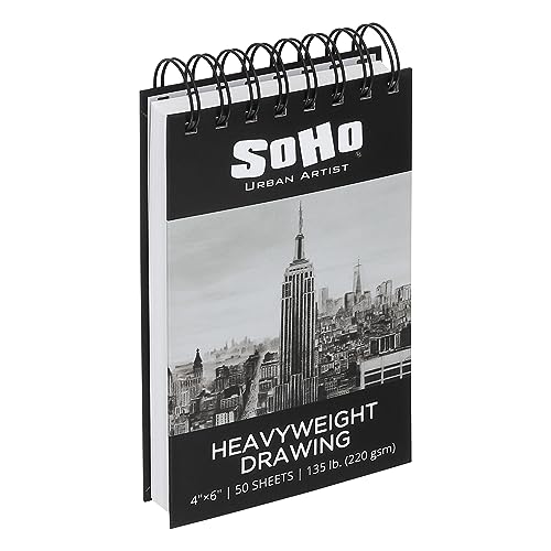 SoHo Urban Artist Hardcover Drawing Pad 4x6-135 lb. (220gsm), 50 Sheets, Drawing Paper Pads for Artists, Travel, Illustrations, & More - size: 4"x6"