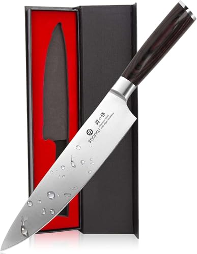 imarku Japanese Chef Knife-Sharp Kitchen Knife 8 Inch, Gift for Mom & Dad | Chef's Knives HC Steel Paring Knife, Unique Gifts for Men and Women, Kitchen Gadgets with Gift Box, Gyutou Knives - color: brown and silver