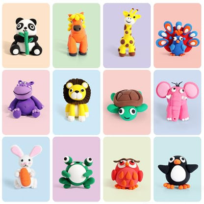 Helsort Air Dry Clay Kit for Kids, 12 Animals Modeling Clay Set, Kids Craft - style: Clay Animal Kit