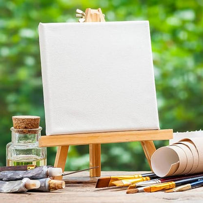 4Pack 9 Inch Pine Wood Easels, Easel Stand for Painting Canvases, Art, and Crafts, Tripod, Painting Party Easel, Kids Student Tabletop Easels for Painting, Portable Canvas Photo Picture Sign Holder - style: 4-pack