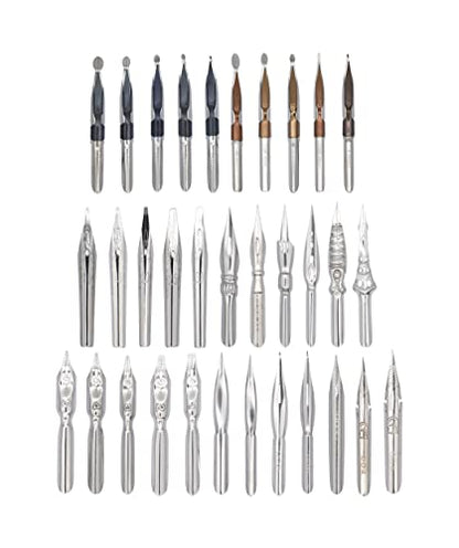 Gullor Oblique Calligraphy Dip Pen Nib Holder with 33 Nibs, Blue Purple - color: Blue Purple