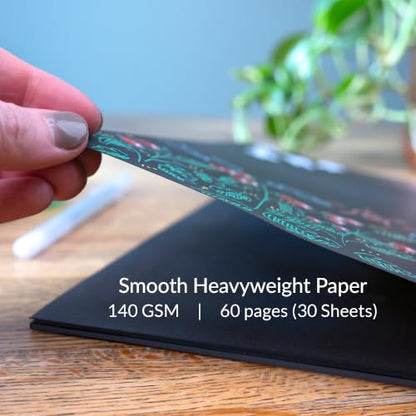 WA Portman Black Paper Sketchbook A4, 140 GSM 60 Pages Black Paper Notebook | Black Paper Spiral Notebook A4(8.3" X 11.7") Acid Free Heavy Weight 60 Pages (30 Sheets) Drawing Pad for Kids & Adults - size: A4 Single