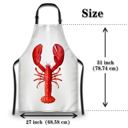 Cooking Apron for Women Lobster Aprons for Men for Kitchen Restaurant BBQ Painting Crafting Gardening 27” (W) x 31” (H), Waterproof Aprons - color: Lobster