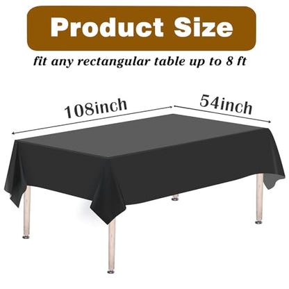 Kopokita 2PCS Black Plastic Tablecloths 54 x 108 Inch, Disposable Table Cloths Rectangle Party Table Covers (Pack of 2) - color: Black, size: Rectangle (4 Pack)