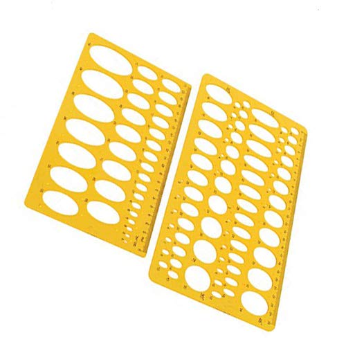 Rocutus 2pcs Ellipse Isometric Oval Geometry College Math Stencil Ruler Template for School Office