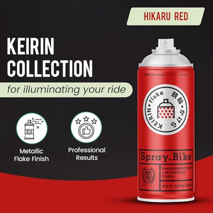 Spray.Bike Keirin Flake Finishing Coat - Hikaru Red, 400ml | Metal Flake Spray Paint Coating | Glitter Spray Paint Topcoat for Steel, Aluminum - color: Flake Red