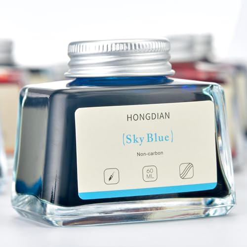 Hongdian Fountain Pen Bottled Ink Sky Blue Color, 60ml Non Carbon Inkwell Bottle, Artist Calligraphy Ink - color: Sky Blue