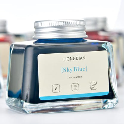 Hongdian Fountain Pen Bottled Ink Sky Blue Color, 60ml Non Carbon Inkwell Bottle, Artist Calligraphy Ink - color: Sky Blue