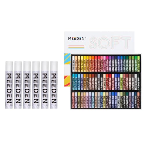 MEEDEN 72 Vibrant Colors Soft Oil Pastels Set and 6Pcs White Oil Pastels