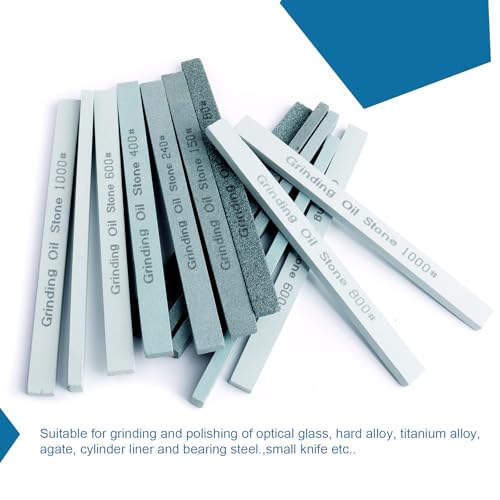 Sharpening Stone Sticks,14pcs Flat Square Green Carbon Oilstone Sanding Stone for Sharpening Cutting tools, Honing Steel Tool (5.9 * 0.47 * 0.24Inch) - size: 5.9*0.47*0.24Inch