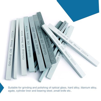 Sharpening Stone Sticks,14pcs Flat Square Green Carbon Oilstone Sanding Stone for Sharpening Cutting tools, Honing Steel Tool (5.9 * 0.47 * 0.24Inch) - size: 5.9*0.47*0.24Inch