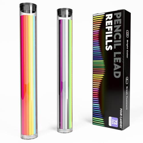 Four Candies 2.6MM Color Lead, 36 Color Pencils Refills 72 PCS | Assorted Colored Leads Colored Mechanical Pencil 2.6mm for Coloring and Drawing - color: Multicolor Refills