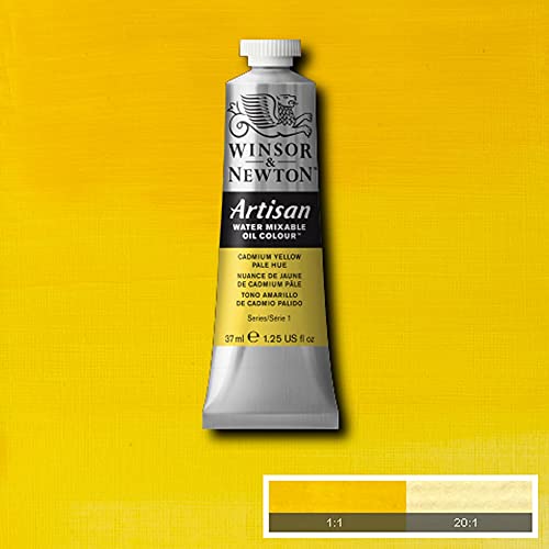 Winsor & Newton Artisan Water Mixable Oil Paint, 37ml, Cadmium Yellow Pale | Clean with water; no solvents needed. Color depth, lightfastness, opacity/transparency are the same as traditional oils. - color: Cadmium Yellow Pale Hue, style: 1.25-oz
