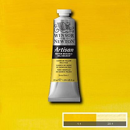 Winsor & Newton Artisan Water Mixable Oil Paint, 37ml, Cadmium Yellow Pale | Clean with water; no solvents needed. Color depth, lightfastness, opacity/transparency are the same as traditional oils. - color: Cadmium Yellow Pale Hue, style: 1.25-oz