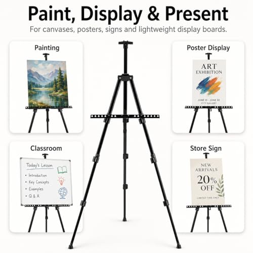 RRFTOK 17-66 Inch Adjustable Art Easel Stand for Painting and Sign, Black - style: 66S Black 1-pack