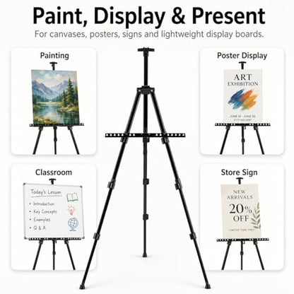 RRFTOK 17-66 Inch Adjustable Art Easel Stand for Painting and Sign, Black - style: 66S Black 1-pack