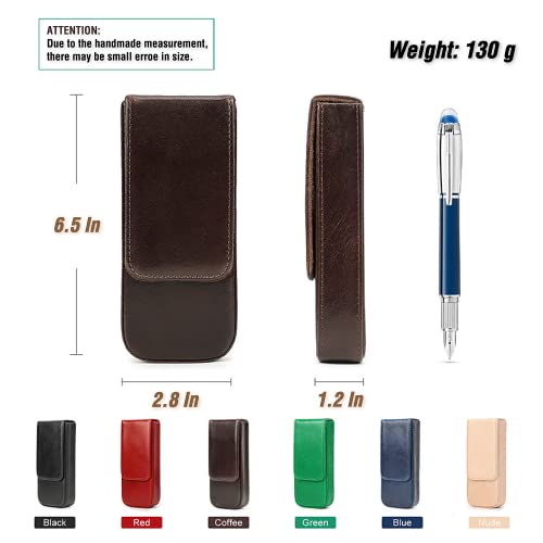 Top Grain Genuine Leather 3 Fountain Pen/Pencil Tray Case Holder, Solid Fashion Design, Handmade, Magnetic Closing with Drawer Design, Gift Choice for Man/Woman/Office, Glossy Blue, 3 Slots - color: Glossy Blue, size: 3 Slots -【Magnetic Closure】