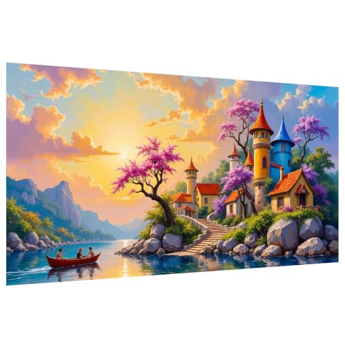 YOYA Large Diamond Art Kits for Adults, Sunset 5D Large Diamond Painting | Full Drill Diamond Art Landscape, Round Drill, HD Canvas, Fun and Relaxing, Gem Art, Home Wall Decor, Gifts, 27.5x15.7 Inch - color: Sunset Landscape 501
