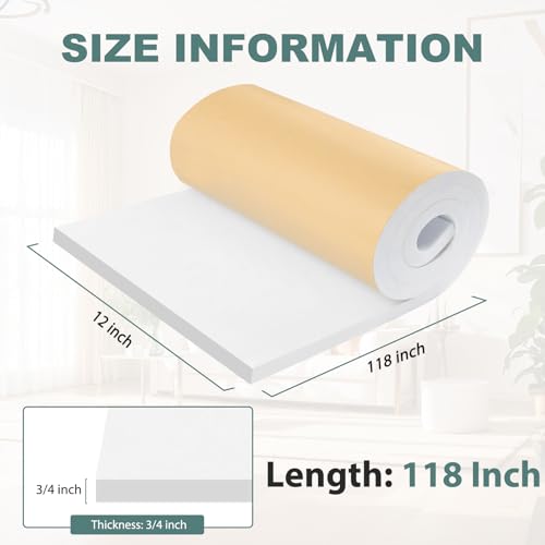 FONUNO Neoprene Foam Padding with Adhesive Closed Cell Foam, White - color: White, size: 12" Wide x 118" Long x 3/4" Thick
