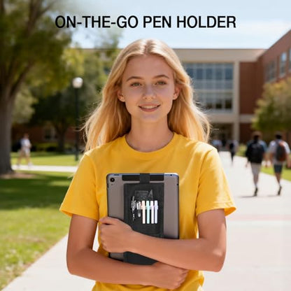 MoKo Elastic Pen Holder for Notebook with Zipper Pocket, Black - color: Black