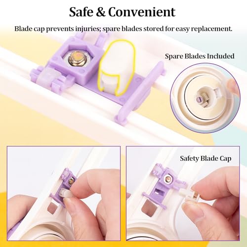 Circle Paper Cutters，Adjustable Rotary Circle Cutter，Circular Cardboard Circle Cutter with 3 Replaceable Blades, Trimmer Scrapbooking Tools，DIY Craft Cutting Tools Purple - color: Purple