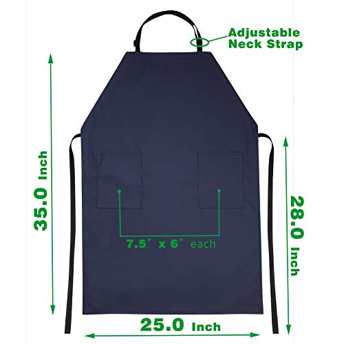 Waterproof Rubber Vinyl Apron W/ 2 Pockets - Lab Apron for DishWashing,Grooming - color: Blue