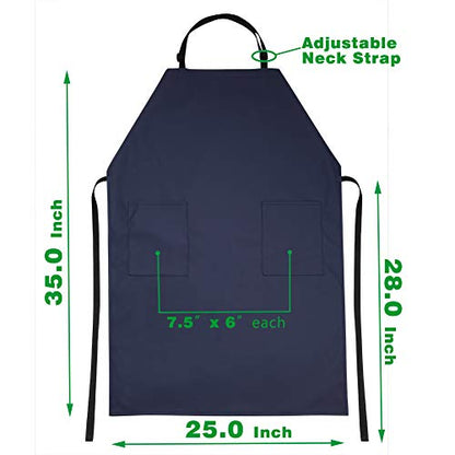 Waterproof Rubber Vinyl Apron W/ 2 Pockets - Lab Apron for DishWashing,Grooming - color: Blue