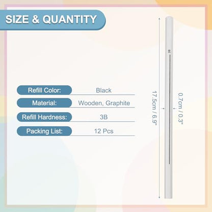 PATIKIL 3B Graphite Pencils for Drawing, 12Pcs Sketching Pencils Wood Supplies Set Break-Resistant Lead with Built-in Sharpening Area for Painting Sketching Artist Design - style: 3B