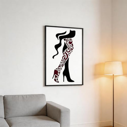 TIAMECH A4 Reusable High Heel Shoes Stencil for Painting | Elegant Lace Pattern Girl Layering Template, DIY Wall Art, Wood Furniture, Scrapbook & Crafts (8.3x11.7inch) - style: High Heel Shoes