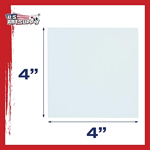 U.S. Art Supply 4 X 4 Inch Art Canvas Board Panels 96 Pack - 8 Ounce Heavyweight Cotton Acid Free Canvases for Painting Acrylics and Watercolor (1 Case of 96 Single Canvas Painting Panels) - size: 4" x 4"