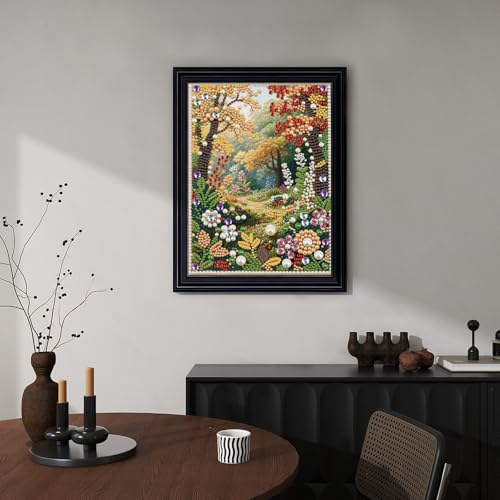 antor DIY Pearl Diamond Painting Kit Garden Landscape Design, Pearl Diamond Art Kits for Adults Beginners, Special Shaped Crystal Rhinestones Painting Kits for Home Wall Decor, 11.81×15.75 Inch