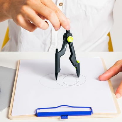 M&G Professional Metal Geometry Compass, 12.59 Inch Maximum Diameter, Lockable Distance & Safety Retractable Needle, Includes Extra Lead, Ideal for Drafting & Drawing - style: Upgraded