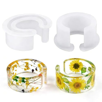 2 Pcs C-Shaped Open Cuff Bangle Bracelet Silicone Mold - Jewelry Making Mold for Resin, Epoxy, Casting, DIY Crafting, Clear Round Bracelet Mold for Women's Handmade Accessories