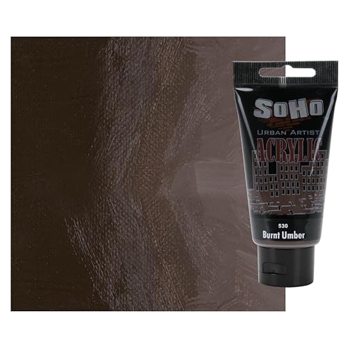 Soho Urban Artist Heavy Body Acrylic Paint - 75 ml Tube - Burnt Umber - Thick, Rich Color, Excellent Coverage, Professional Quality - Artists Acrylic Paint - color: Burnt Umber, size: 2.54 Fl Oz (Pack of 1)