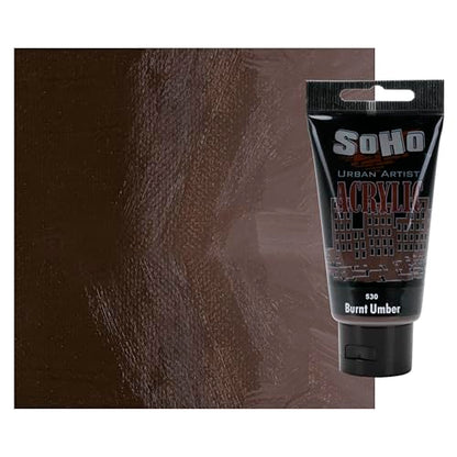 Soho Urban Artist Heavy Body Acrylic Paint - 75 ml Tube - Burnt Umber - Thick, Rich Color, Excellent Coverage, Professional Quality - Artists Acrylic Paint - color: Burnt Umber, size: 2.54 Fl Oz (Pack of 1)