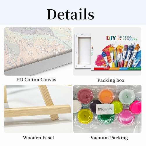 HeeBenor Framed Paint by Numbers Kit for Adults, Hummingbird Paint by Numbers Kit for Adults with Easel, DIY Flower Bird Paint by Number with Frame, Adult Paint by Number Kits Framed Canvas 8x12 Inch - color: Hummingbird 009