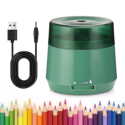 Electric Pencil Sharpener, Dual Power USB Battery Operated, Portable Design for 6-8mm Pencils, Home School Office Use (Green) - color: Green