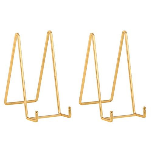 Plate Holder Easel Display Stand - 8 inch Metal Plate Stands for Display - Tabletop Picture Stand - Gold Iron Easels for Display Pictures | Photo Frames | Book | Decorative Plates | Plaque -2 Pack - size: 8 inch-2