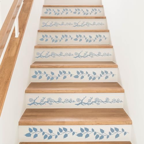 Leaf Vine Border Stencil for Painting - 12 Pcs Reusable Flowers Wall Stencils for Painting Large Pattern, Tree Stencil for Painting on Wood DIY Home Canvas Wardrobe Crafts Decoration - style: Vine Stencil