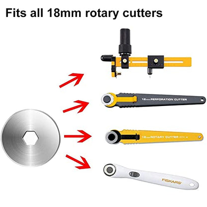 18mm Rotary Cutter Blades 10 Pack, Fits OLFA Rotary Circle Cutter Replacement for Quilting Scrapbooking Sewing Arts&Crafts, Sharp and Durable (18MM) - color: 18MM Blades