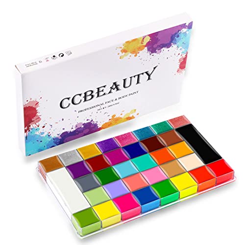 CCbeauty Professional 36 Colors Face Body Paint, Large Cream Face Painting Palette Kit, Non Toxic Hypoallergenic FacePaint for Halloween SFX Special Effects Costume Cosplay Makeup - color: 01