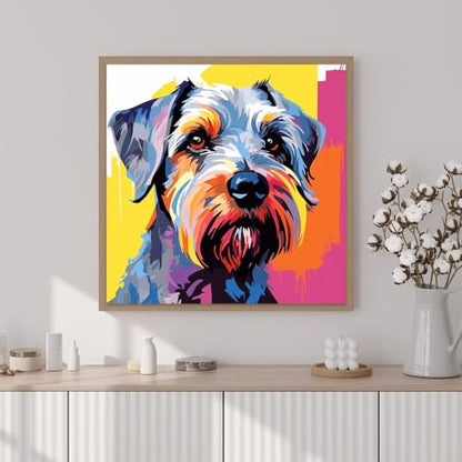 Artunion Framed Paint by Numbers Kit for Adults Beginners & Kids Ages 8-12,Schnauzer Paint by Number with Frame,Dog Animal Paint by Numbers Kit on Canvas 10 * 10 Inch Without Easel - color: ZXT-379-F