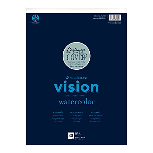Strathmore Vision Cold Press Watercolor Pad 11"X15"-140lb, 30 Sheets -62640610 - size: 11x15, style: Watercolor