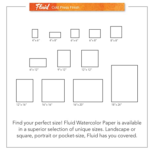 Fluid Watercolor Paper Block, 16 x 16 inches, 15 Sheets, 140 lb (300 GSM) Cold Press Paper Pad for Artist Painting and Wet Media - size: 16 x 16 Block