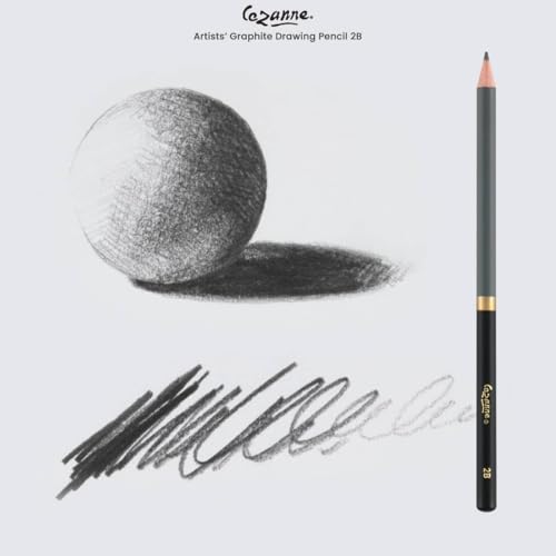 Cezanne Graphite Drawing Pencils Set - 2B, Set of 12 Break-Resistant Graphite Lead, Easy-to-Sharpen Sketch Pencils, Master Artist Quality Graphite Pencils for Technical and Artistic Drawing - color: 2B, size: Set of 12